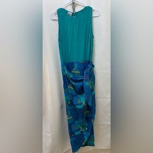 Chic Teal and Blue Maxi Dress